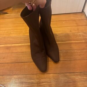 Boots Dark Brown Pointed-Toe Ankle Booties